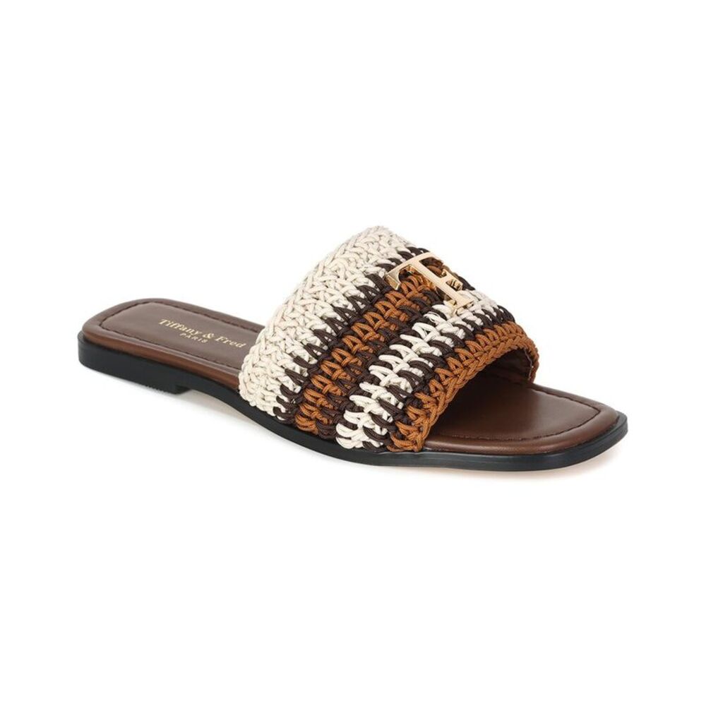 Tiffany & Fred Paris Raffia Sandal, Tan